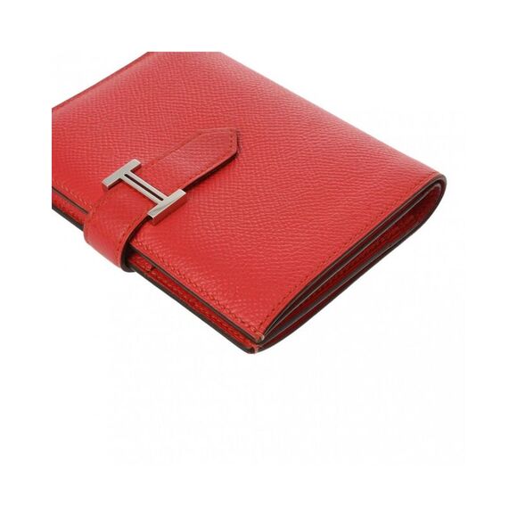 Pre Loved Hermes Luxury Leather Wallet with Box and Coin Case Unisex Red - Picture 5 of 8